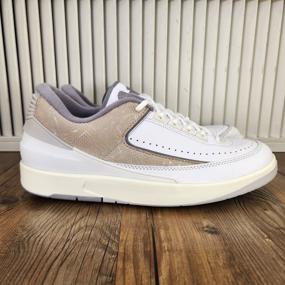 Nike Air Jordan 2 Retro Low Sneakers Mens Sz 11.5 White Python Shoes DV9956-100